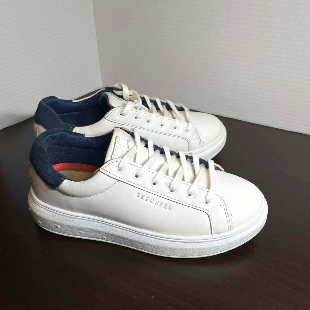 White Leather Skechers Sneakers "High Street", Sz 6.5. Excellent Condition!